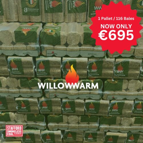 A pallet of WillowWarm briquettes